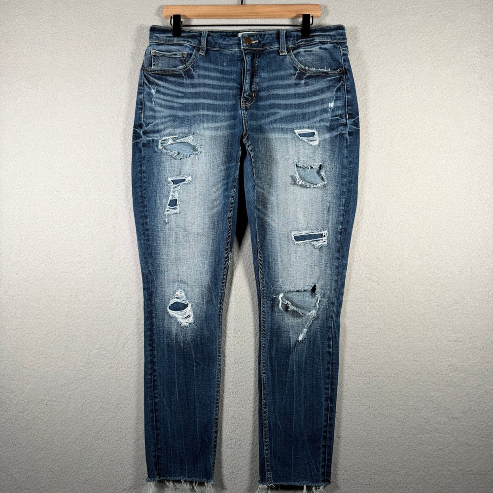 BKE Gabby High Rise Ankle Skinny Curvy Distressed Jeans Blue 30 ABK1175A